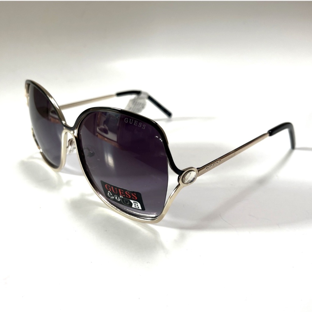 New GUESS Butterfly Oversized Sunglasses GO00040 Cut Out Black Rhinestone
